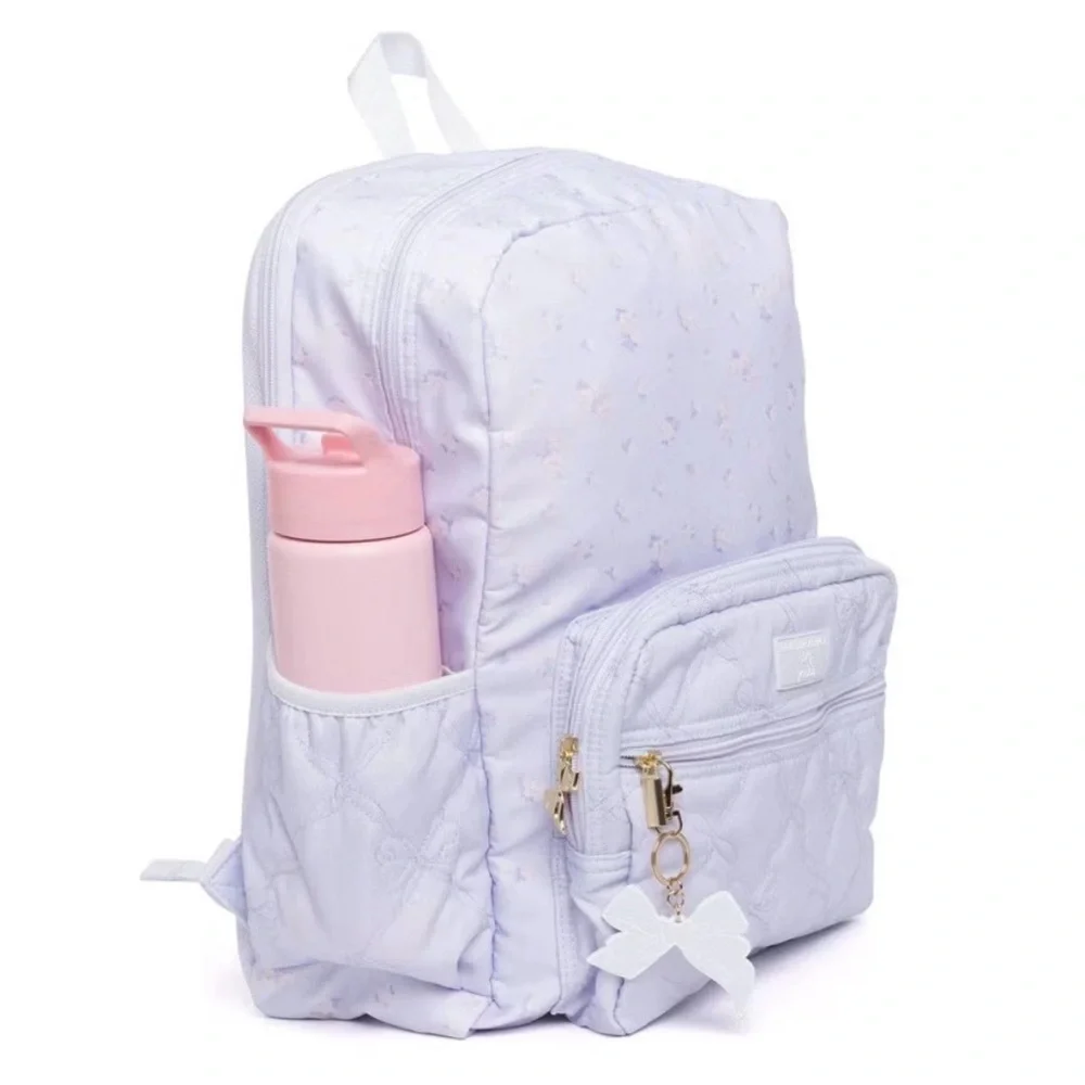 LoveShackFancy Light Lavender Quilted Backpack with Bow Charm